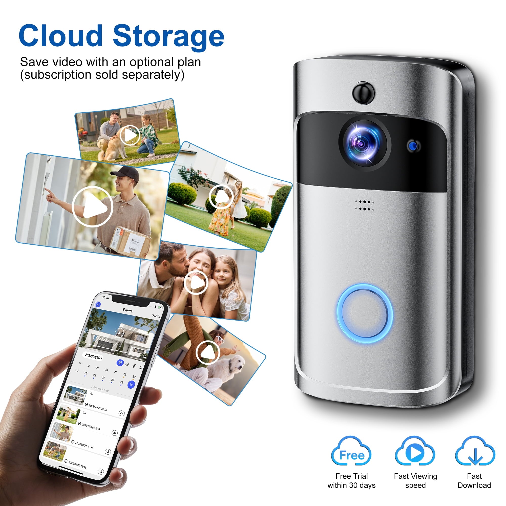 VEAT00L Doorbell Camera Wireless , 1080P Video Doorbell with Chime, Front Door Camera, 2-way Audio, Instant Alert,PIR Motion Detection,Night Vision,Battery-Powered Smart Doorbell