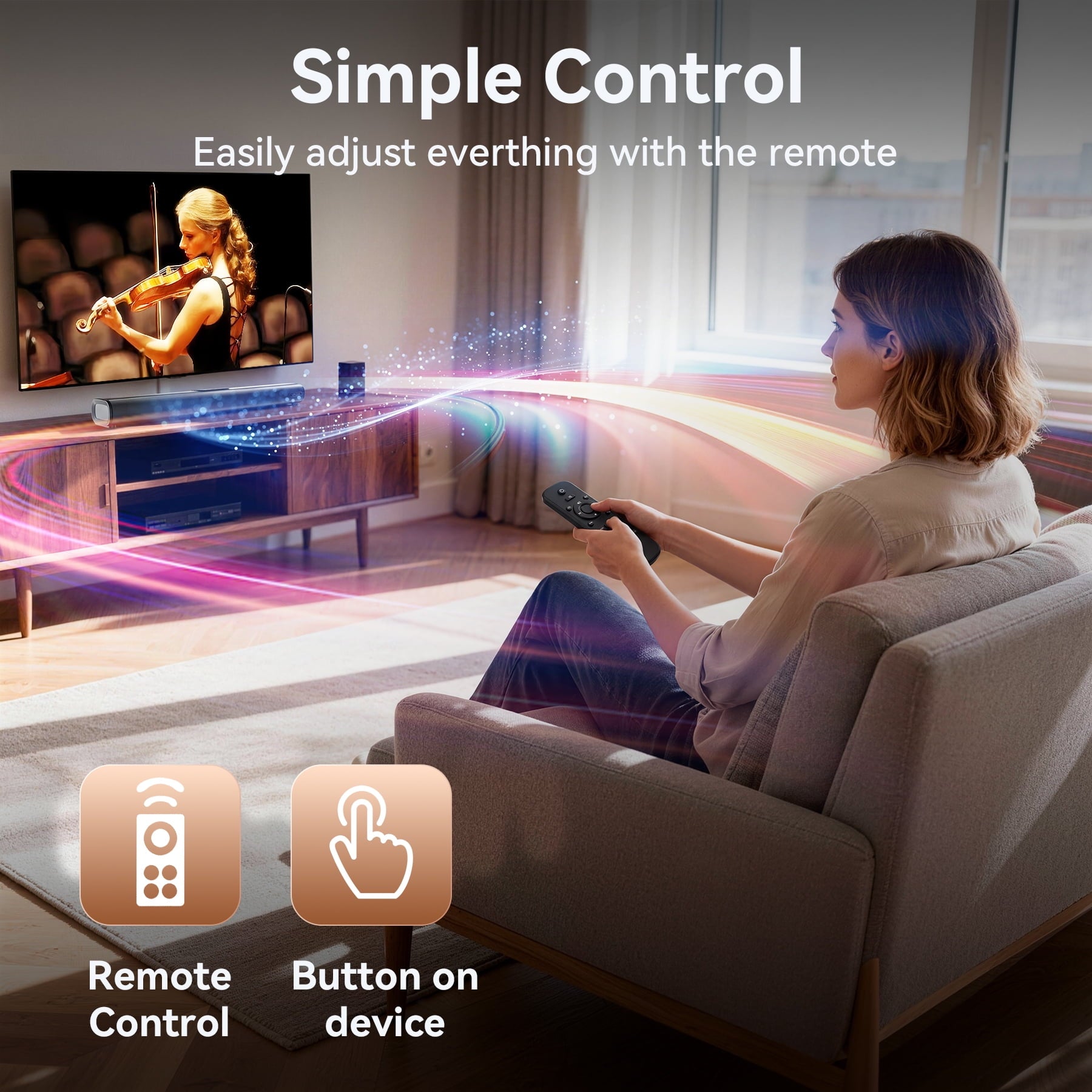 2.1ch Sound Bars for TV, Soundbar with Subwoofer, Wired & Wireless Bluetooth 5.4 3D Surround Speakers, Optical/HDMI/AUX/RCA/USB Connection, Wall Mountable, Remote Control