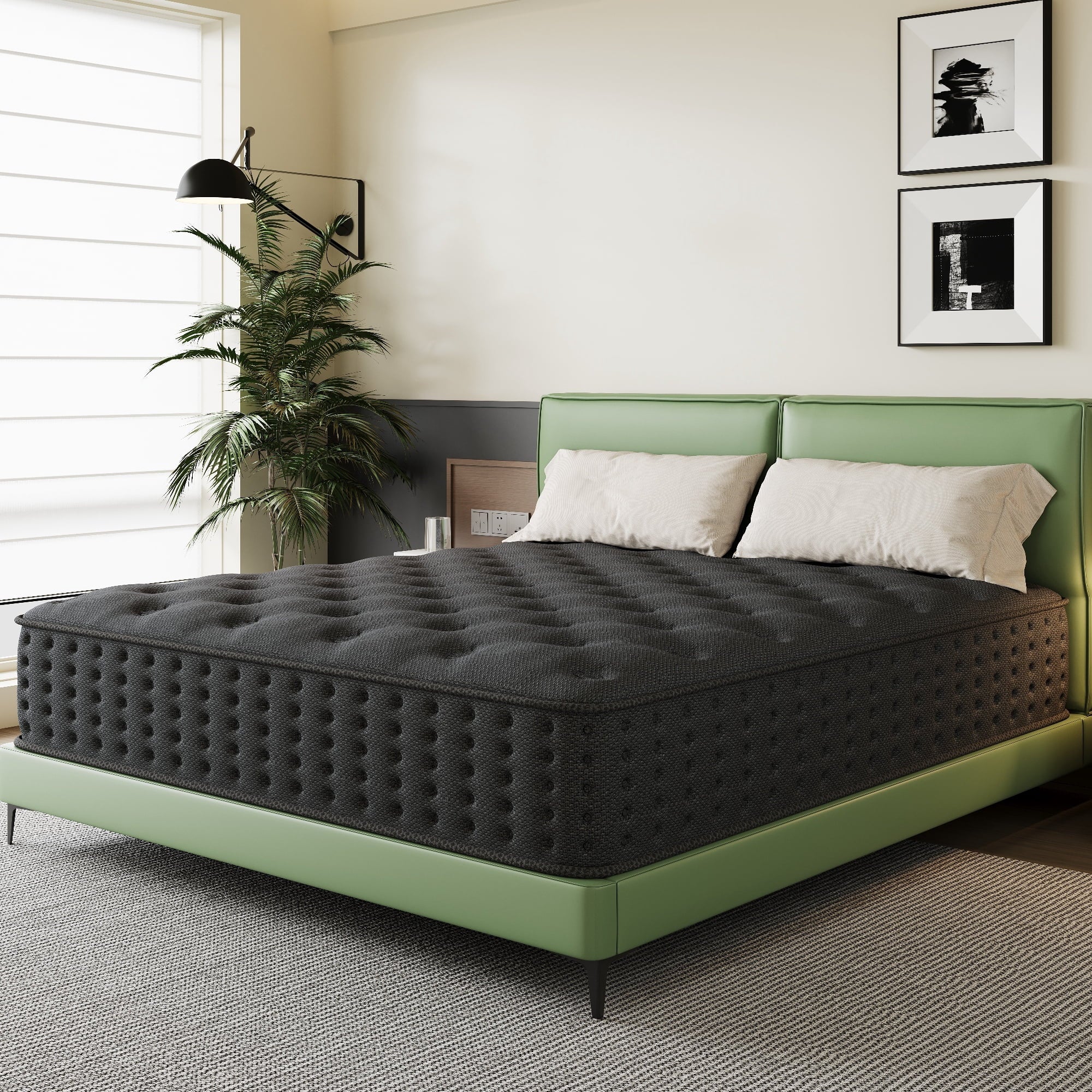 Tryagat 12” Full Hybrid Mattress in a Box, Medium Firm Full Size Mattresses, Cooling Gel Memory Foam Mattress with Individually Wrapped Pocket Coils, Pressure Relief